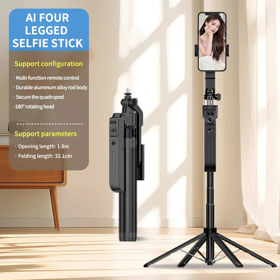 COOL DIER 2025 NEW Gimbal Stabilizer Wireless Selfie Stick Foldable Tripod Holder With Bluetooth Shutter Monopod For IOS Android