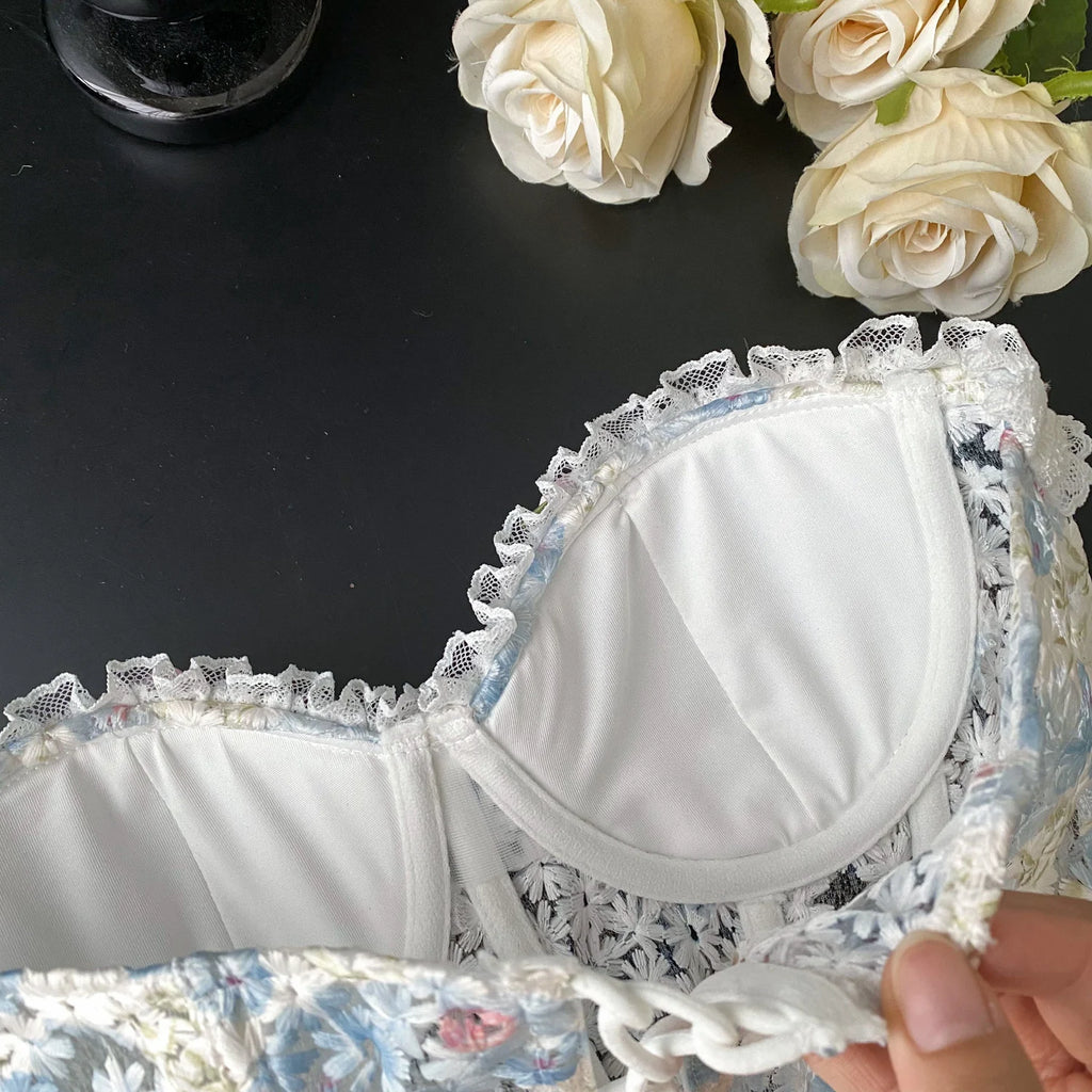 SINGREINY INS Strapless 3D Floral Camisole 2025 Summer Corset Slim Backless Tank Top Sheer Lace Up Holiday Sexy Embroidery Top