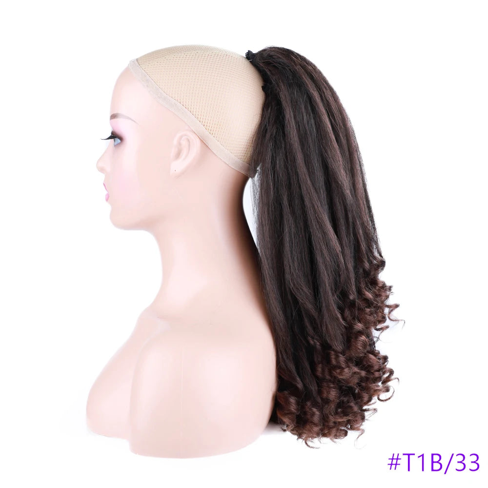 Synthetic Long Curly End Ponytail Extension Synthetic Draw-string Ponytail Clip-In Hair Extension For Women Natural Looking