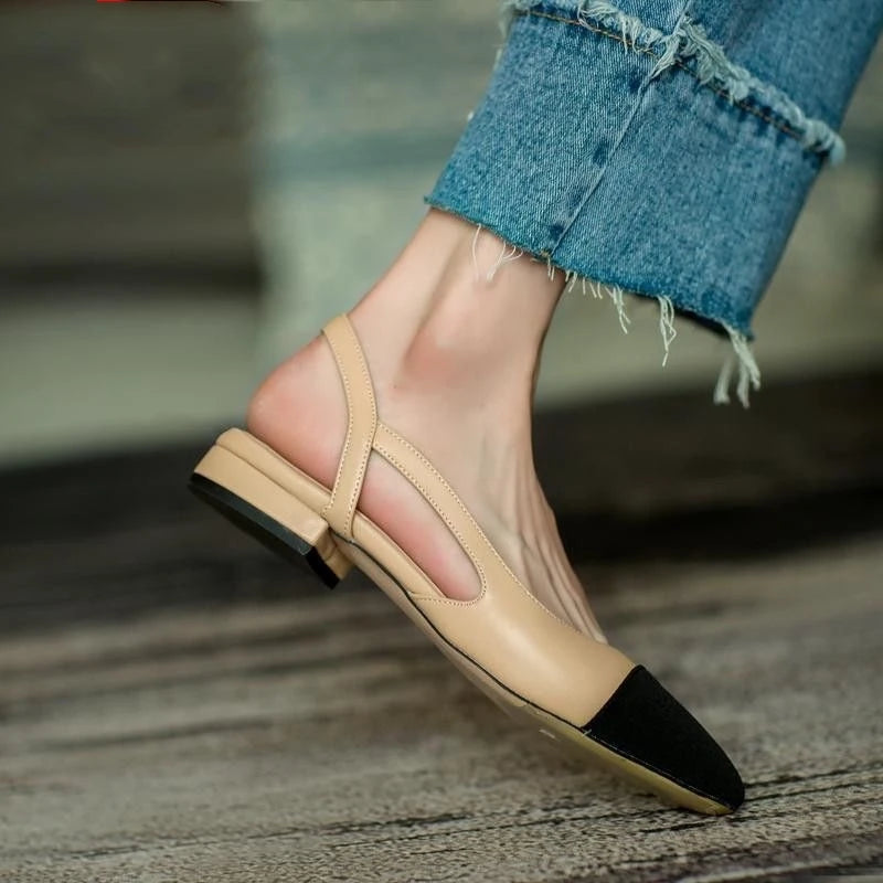 Summer Sandal For Women High Heels Sandals Retro Closed Square Toe Mules Shoes Girls Wedding Shoes Elegant Womans Low Heels Shoe