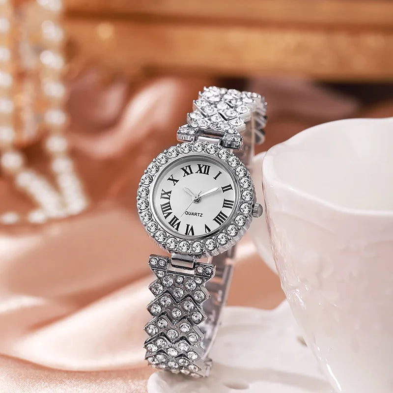1/3PCS Luxury Rhinestone Women Watches Fashion Roma Dial Quartz Watch for Women Clock（Without Box）