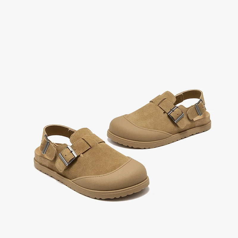 BEAUTODAY Casual Sandals Women Cow Suede Leather Buckle Strap Solid Color Round Toe Platform Fashion Ladies Shoes Handmade 34619
