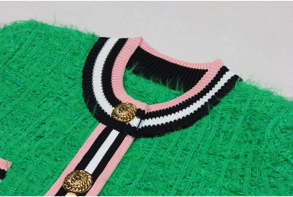 ZJYT Autumn Designer Single Breasted Cardigan Sweaters for Women Knitting Tops Short Sleeve Knitwears Jersey Mujer Blue 2024 New