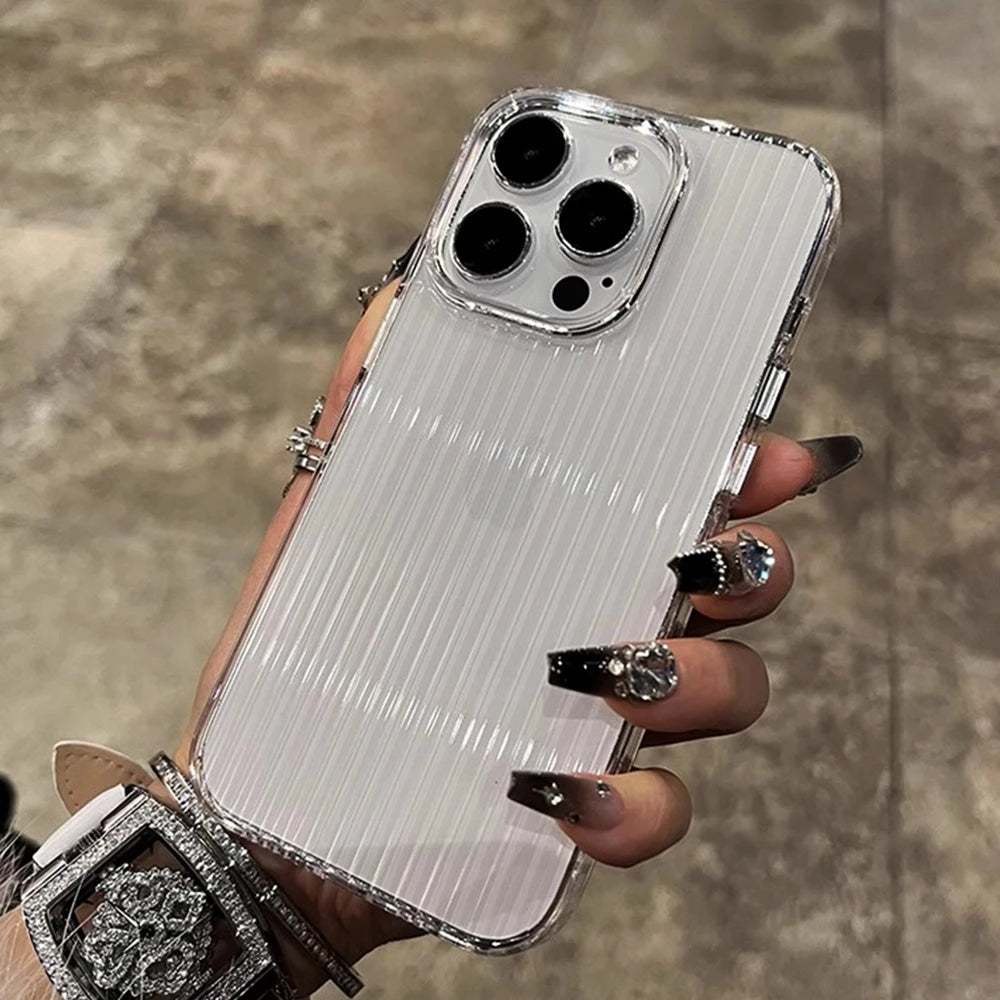 Transparent Phone Case For iPhone 16 15 11 12 13 14 Pro Max Soft Corrugated Silicone Bumper Back Cover Clear Case