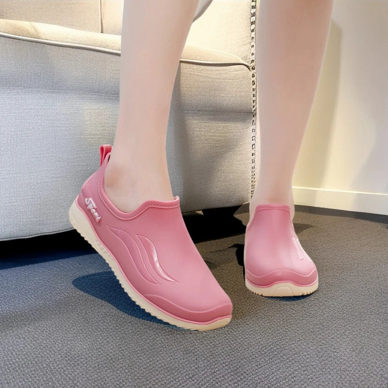 Low-top Rain Boots Women's Kitchen Water Boots Waterproof Exterior Wear Casual Flat Work Non-slip Lightweight Men's Rain Boots