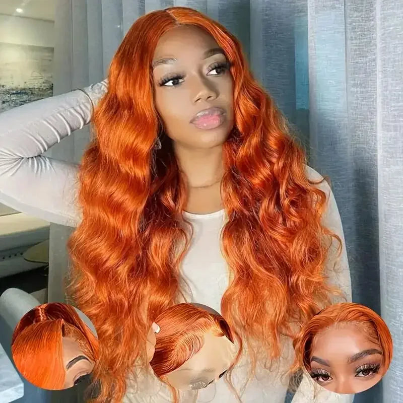 Lafino Ginger Hd Lace Wig 13x6 Human Hair Loose Body Wave 13x4 Lace Frontal Body Wave Wigs Orange Wig 350 Colored Human Hair Wig