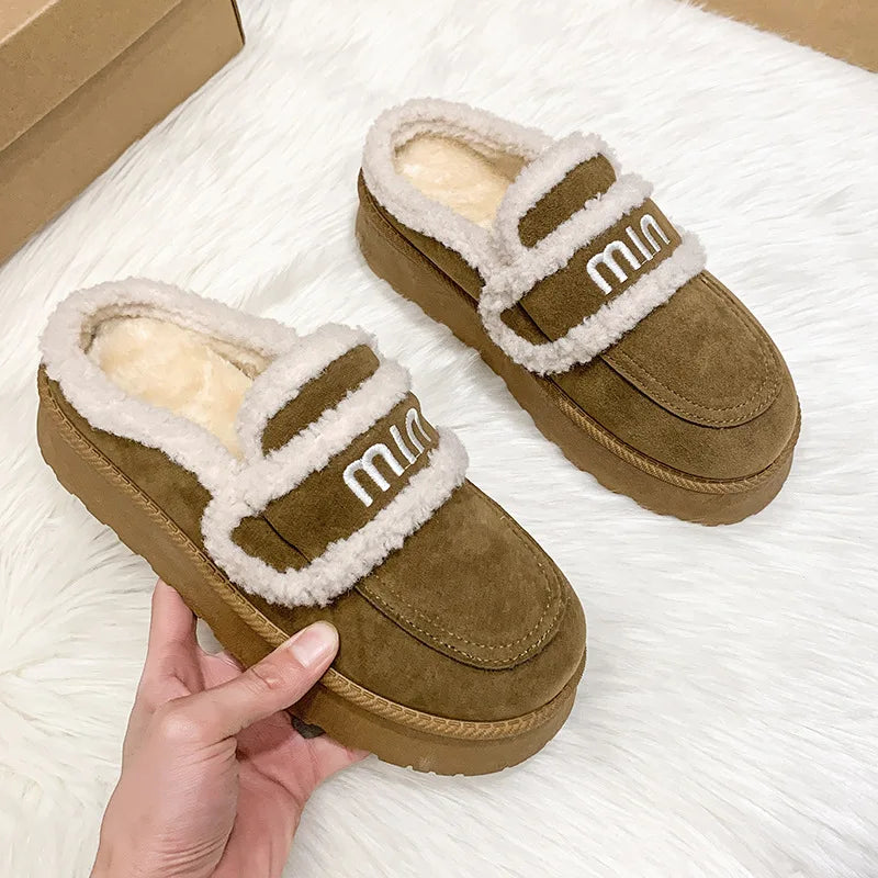 2024 Autumn/winter new m letter Baotou cotton mop with pile pile socks senior sense casual style plus velvet