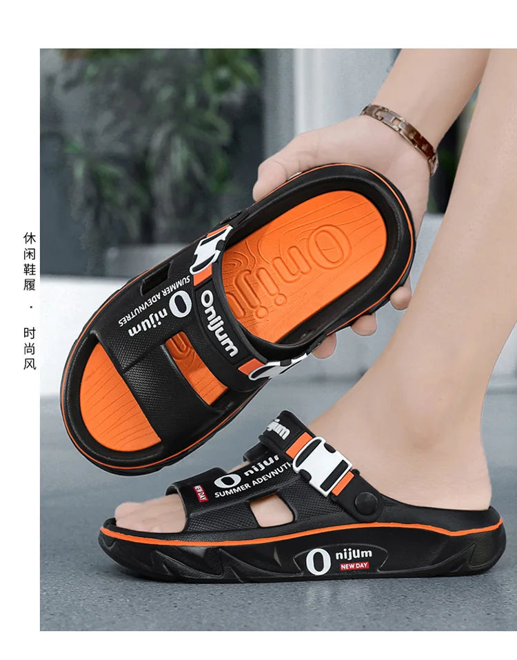 Summer Shoes Men Men's Sandals Anti-odor Thick Bottom Home Slippers Male Fashion New Anti-slip and Wear-resistant 2025 Eva Beach