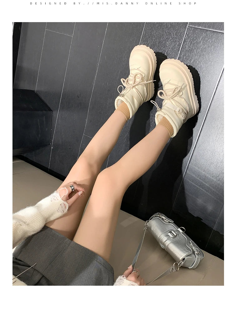 Women's Snow Boots Winter Ankle-length Flat Thick Sole Warm Cotton Shoes Short Plush Women's 2024 Casual Boots Style Flat With