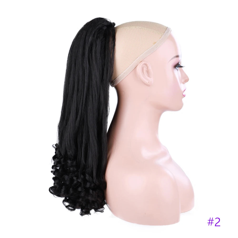 Synthetic Long Curly End Ponytail Extension Synthetic Draw-string Ponytail Clip-In Hair Extension For Women Natural Looking