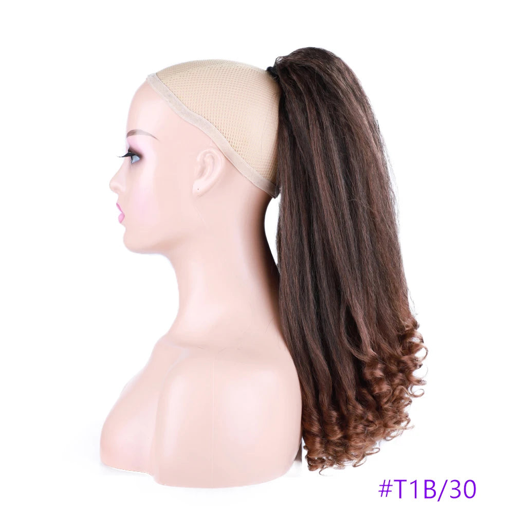 Synthetic Long Curly End Ponytail Extension Synthetic Draw-string Ponytail Clip-In Hair Extension For Women Natural Looking