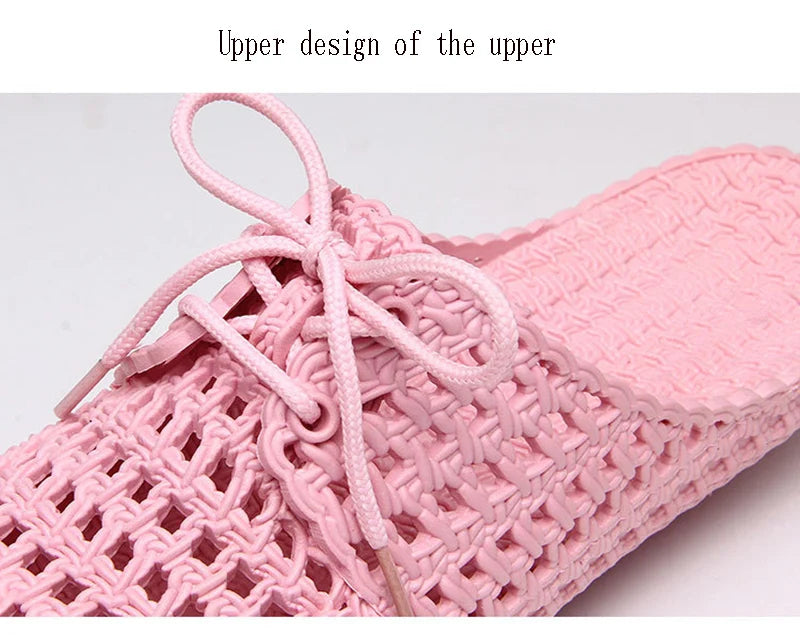 Summer Ladies Baotou Slippers with Hollow Fashion Soft Bottom Hole Shoes Women Wear Beach Sandals and Slippers