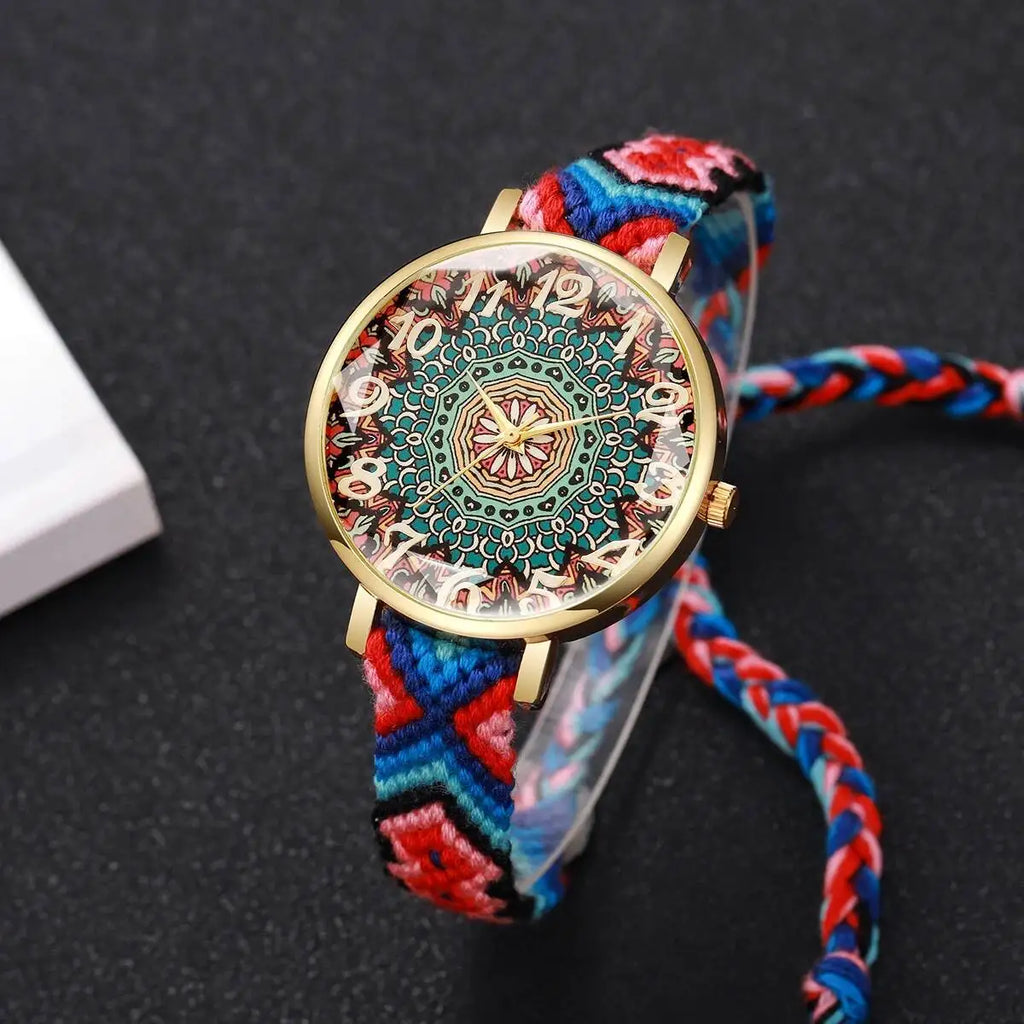 1/6/7PCS Fashion Women Watches Vintage Woven Strap Ladies Quartz Wristwatches Reloj Mujer（Without Box）