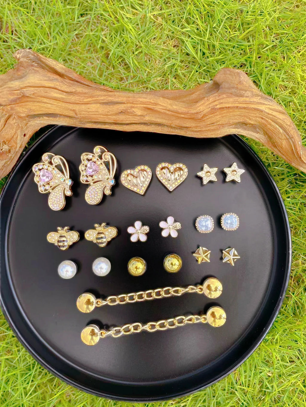 20 fashionable golden butterfly, heart, star and other crocs and shoe accessories, DIY lace shoe accessories, detachable decorat