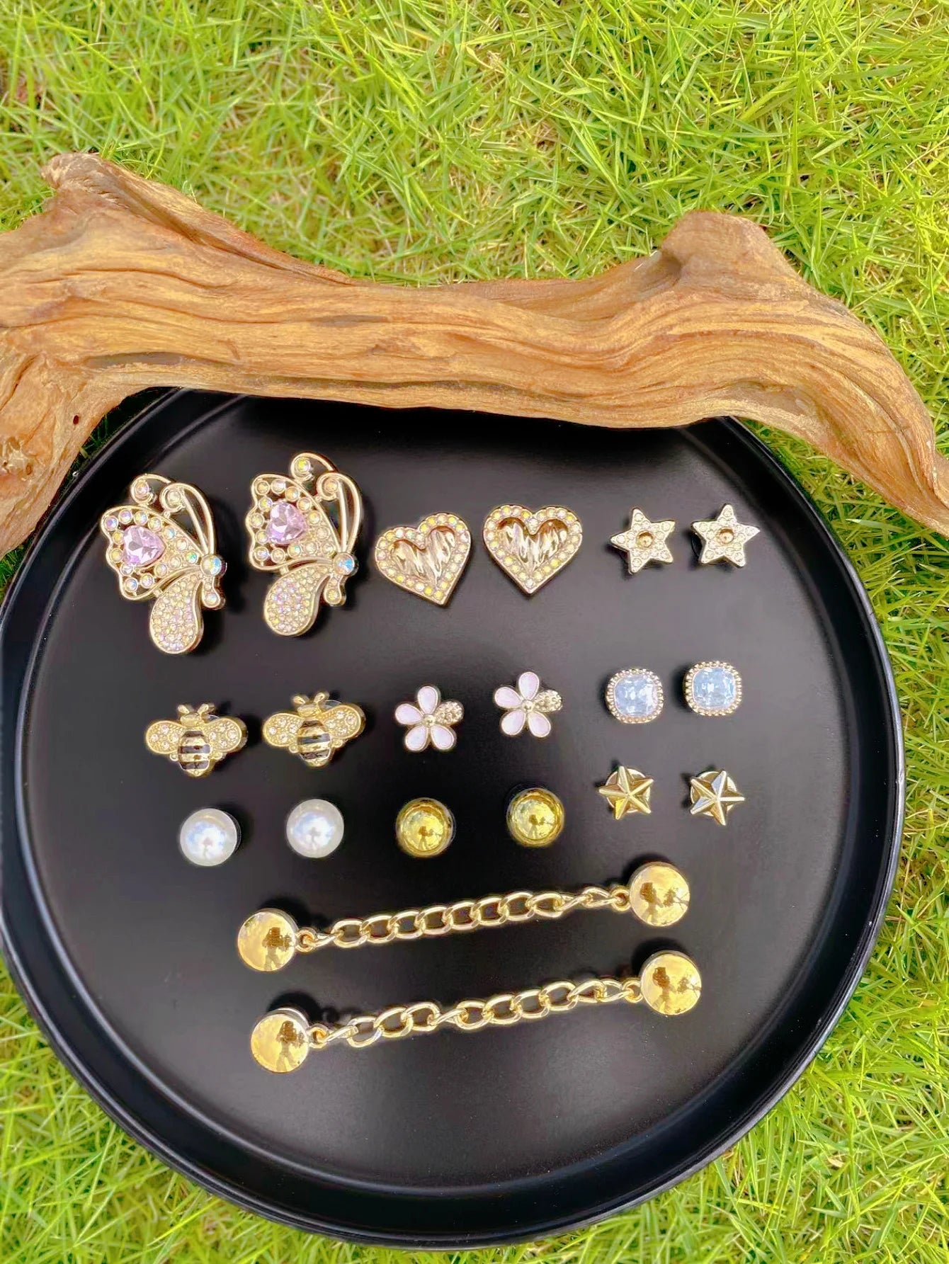 20 fashionable golden butterfly, heart, star and other crocs and shoe accessories, DIY lace shoe accessories, detachable decorat