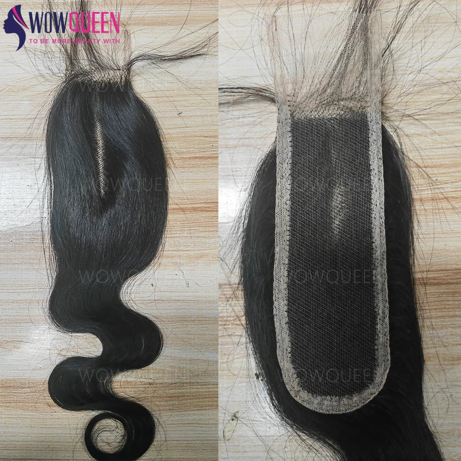 100% Human Hair Straight Lace Closure 2x6 Deep Parting Human Hair Closures Pre Plucked Body Wave Middle Part Lace Closure Only