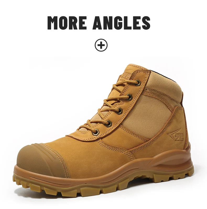 Genuine Leather Men's Boots Safety Shoes Indestructible Work Boots Steel Toe Shoes Puncture-Proof security Protective Shoes Male