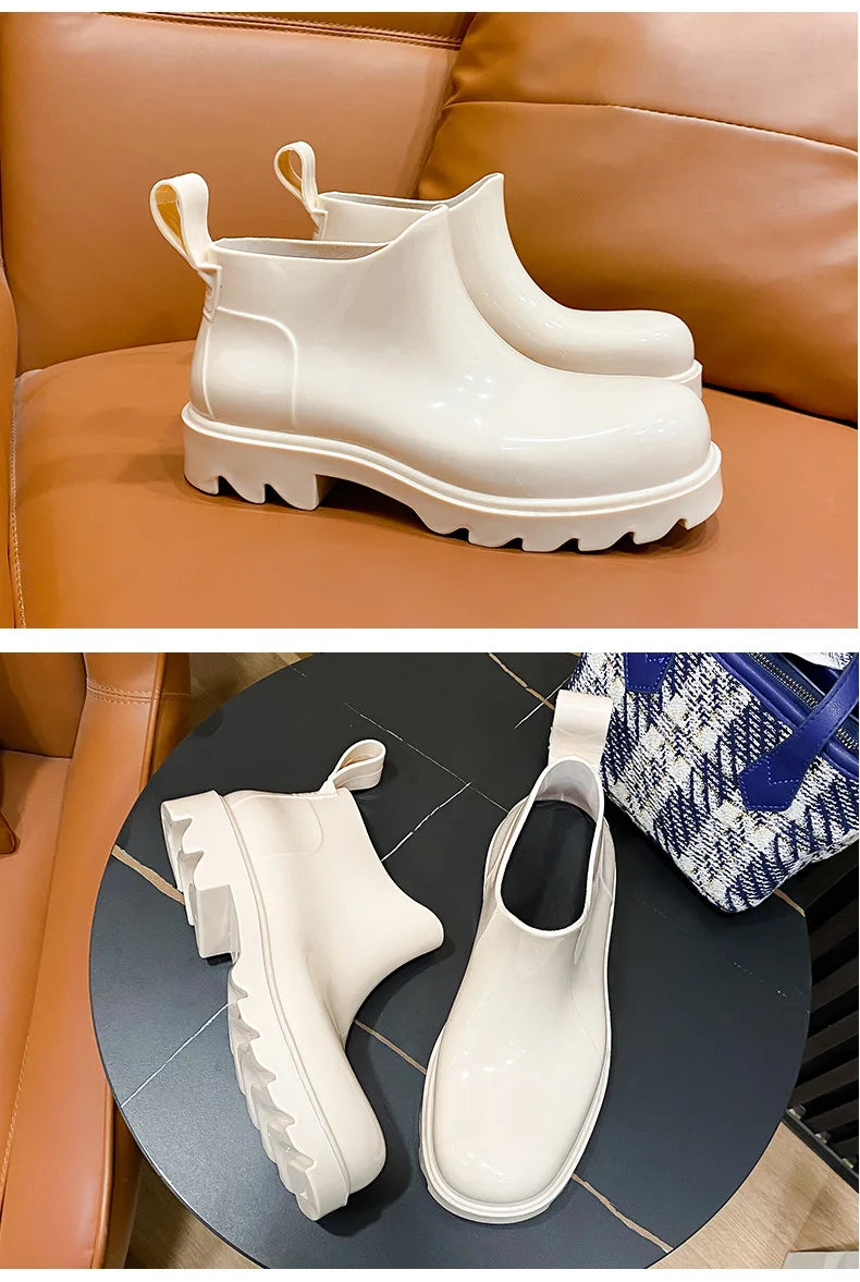 Fashion Women Waterproof Rain Boots Female Ankle Boots For Women Ladies Kitchen Rubber Boots Garden Work Water Shoes Galoshes