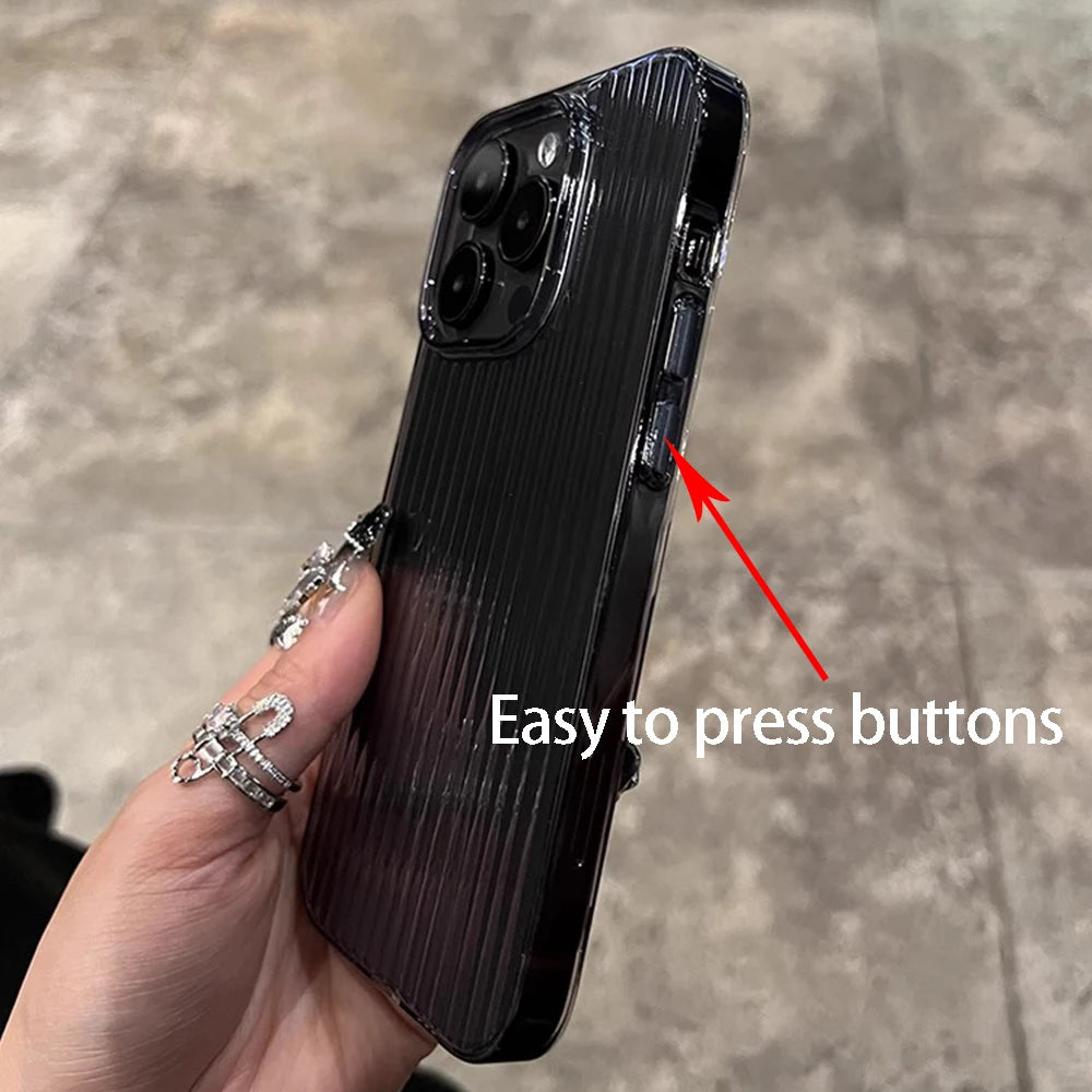 Transparent Phone Case For iPhone 16 15 11 12 13 14 Pro Max Soft Corrugated Silicone Bumper Back Cover Clear Case