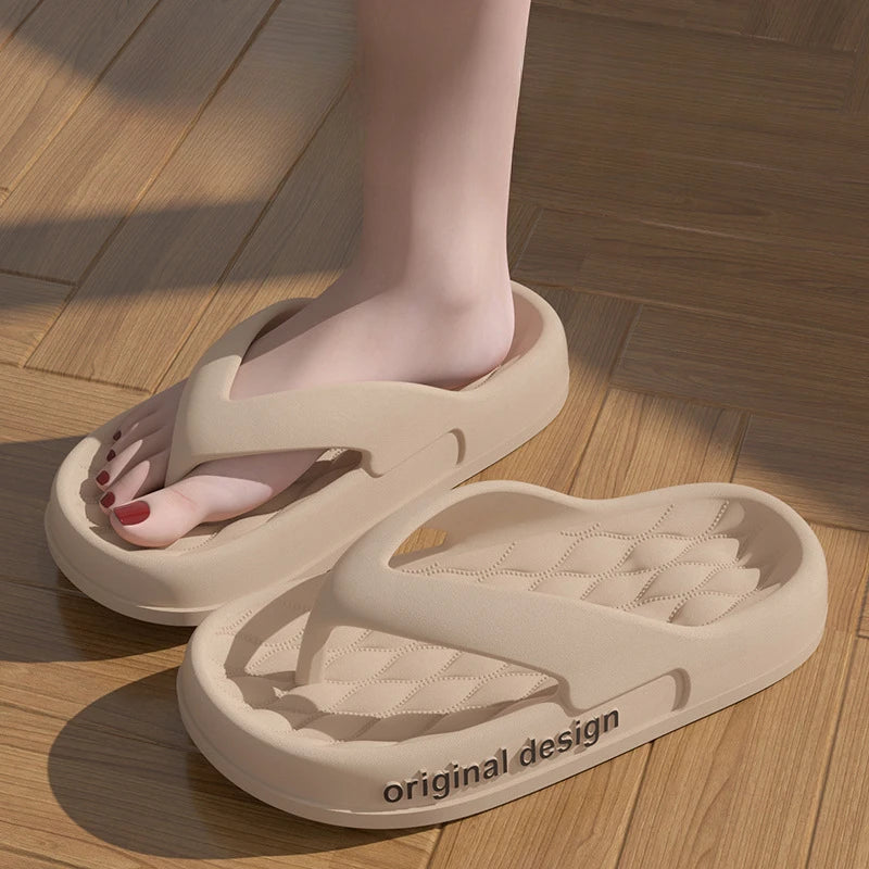 Supersoft Thick Sole EVA Unisex Flip Flops Home Non-slip Light Slides Outdoor Versatile Beach Flat Sandals for Couples Sandalias