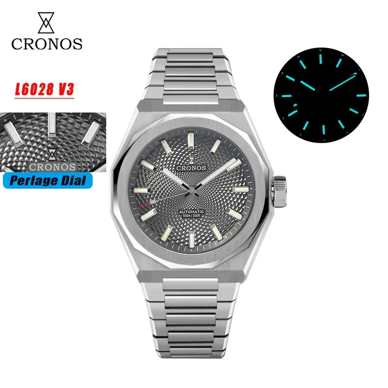 2025 Cronos L6028 New Dial Limited 39mm PT5000 See-through Caseback Men Automatic Wristwatches 10ATM Lumious V3 Watches for Men