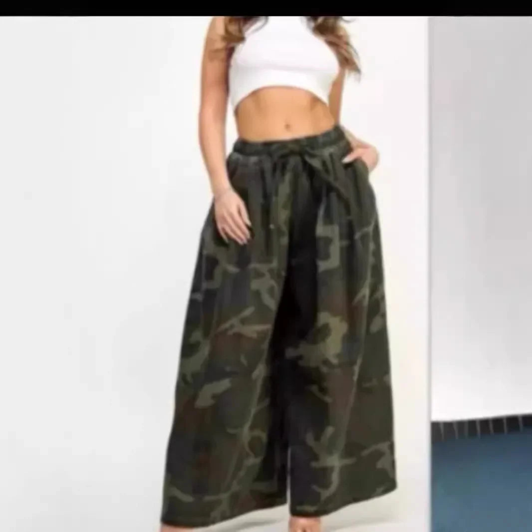 Fashionable Casual Camouflage Wide Leg Pants Women's Autumn Winter New Arrival Comfortable Loose Trousers Female Clothing