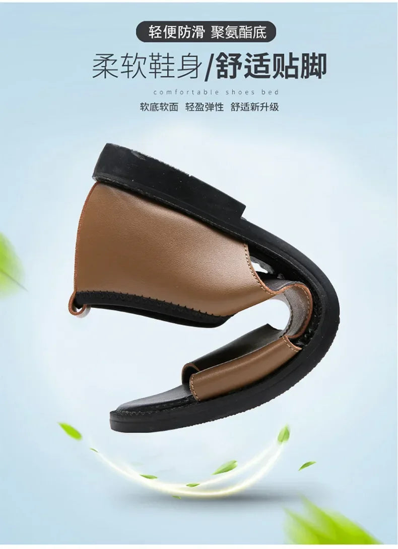 Sandals for Men Brand Casual Shoes Outdoor Fashion Men's Slippers Comfortable Beach Shoes High Quality Leather Man Flat 2025
