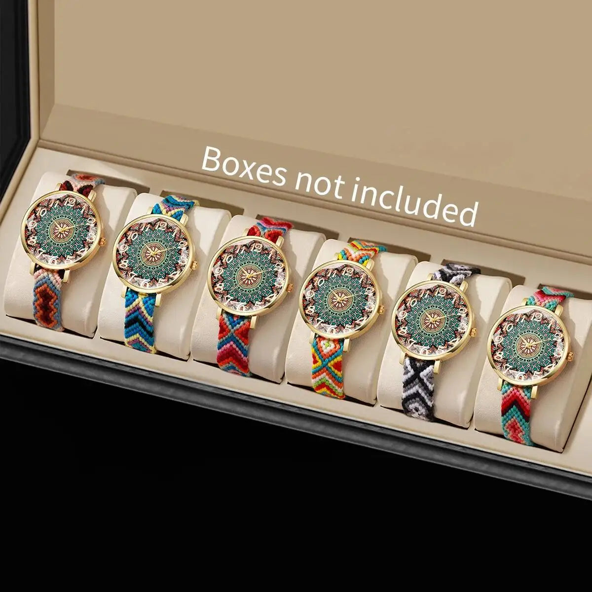 1/6/7PCS Fashion Women Watches Vintage Woven Strap Ladies Quartz Wristwatches Reloj Mujer（Without Box）