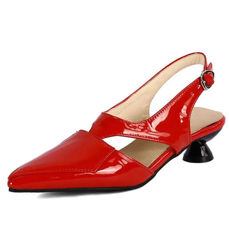 REAVE CAT 2022 Ladies Sandals Pointed Toe Heels Buckle Straps Size 33-45 Black Red Elegant S3691