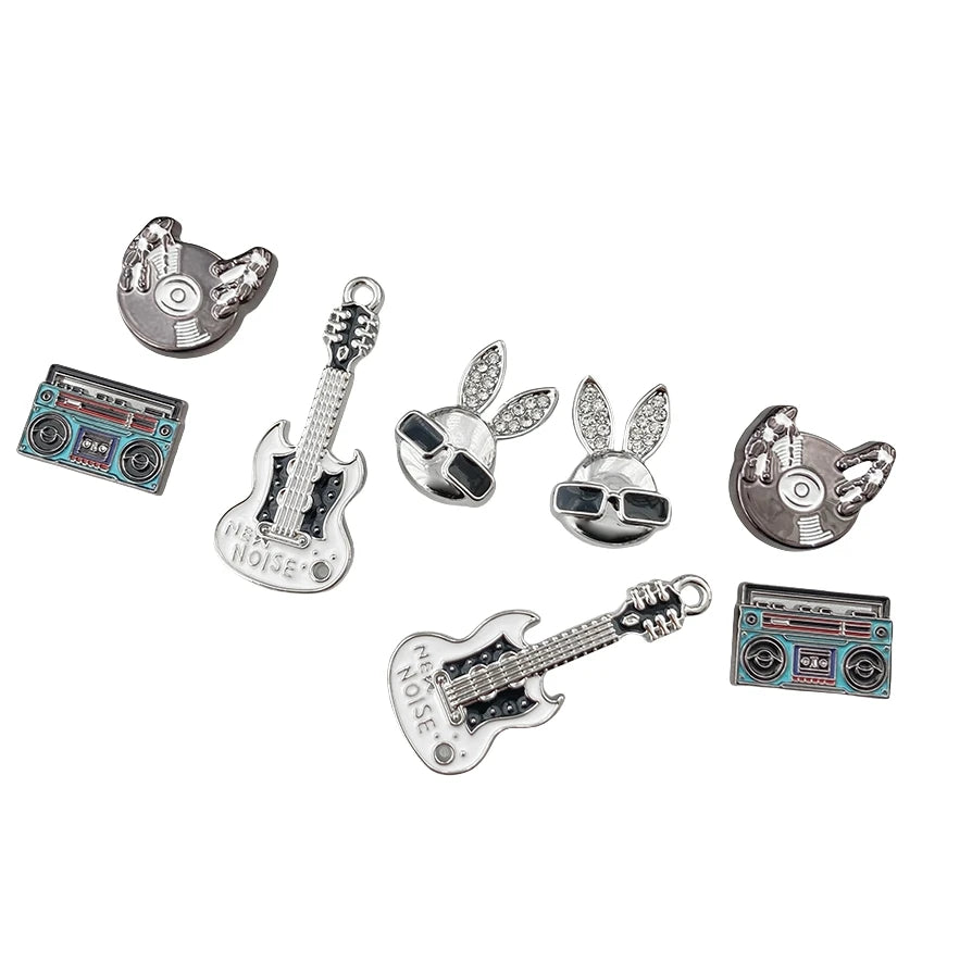 8pcs Animal Rock Music Guitar Detachable Charm Shoe Decorations, Suitable for Crocs Clogs Bogg Bags Party Gift Idea