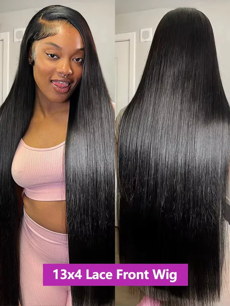 30 36 Inch Bone Straight 13x6 Lace Front Human Hair Wig Super Double Drawn Lace Frontal Wigs For Women 100% Vietnamese Remy Hair