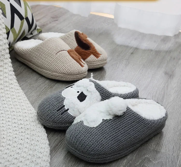 2024 Women's Slippers Cartoon Cute Dog Indoor Warm Non-slip Soft Sole Good Breathable Homeshoes Fashion Causal Cotton Shoes