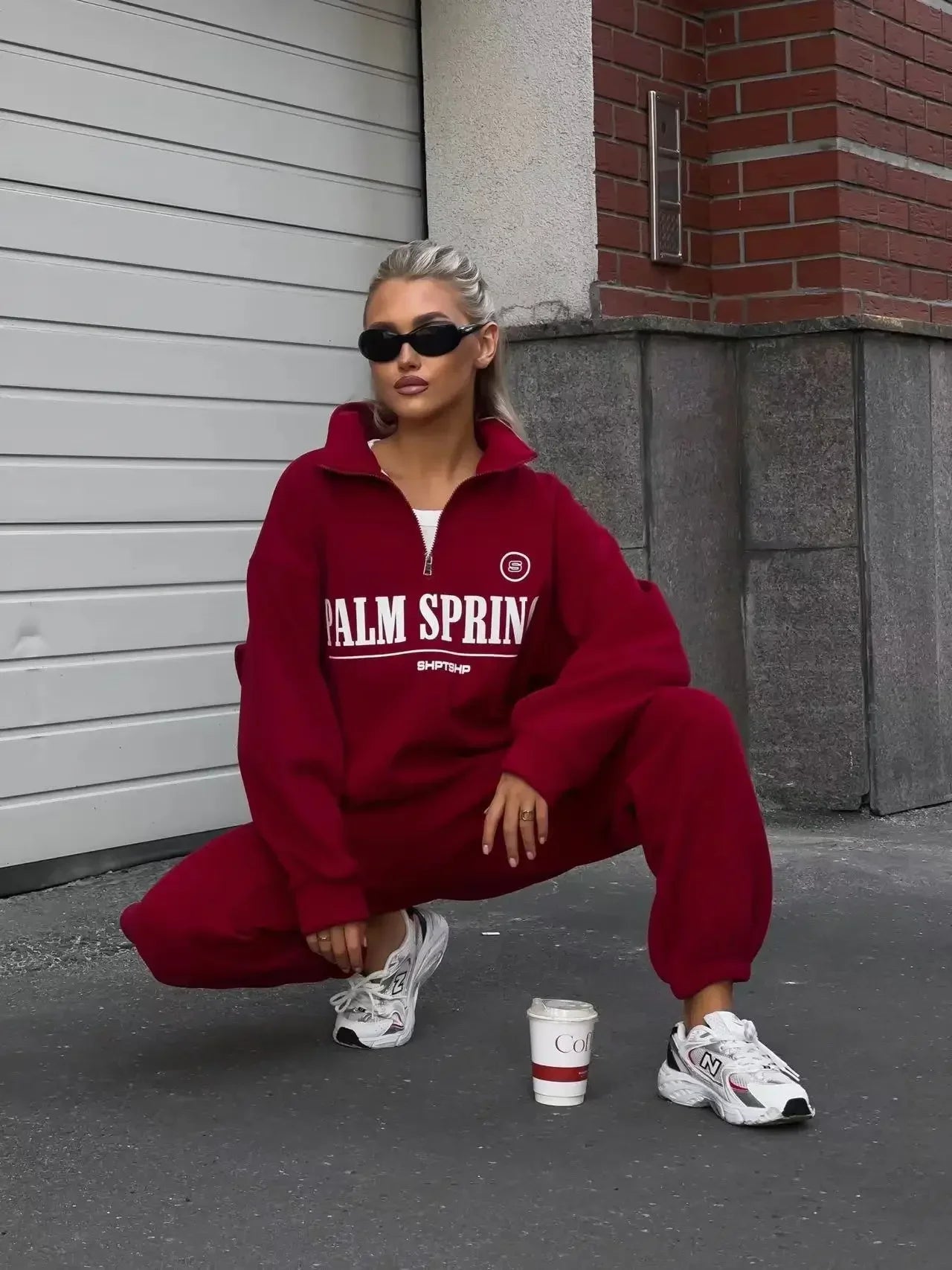 Zekye Spring Hoodies Women Letter Print Sweatshirt Hoodie Red Turtleneck Half Zipper Collar Pullover Tops K Pop Clothes Y2k