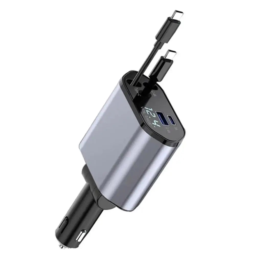 100W Car Charger Dual Type-c Interface Fast Charging The Two Supports Same Devices At Design Time Retractable Charging Tool