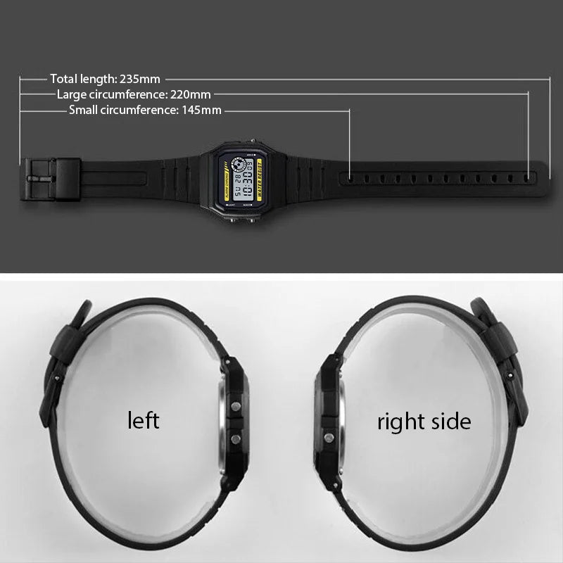 Fashion Simple Sport Electronic Watch LED Digital Multi-function Watches Waterproof PU Strap Alarm Clock Gift For Women/Men
