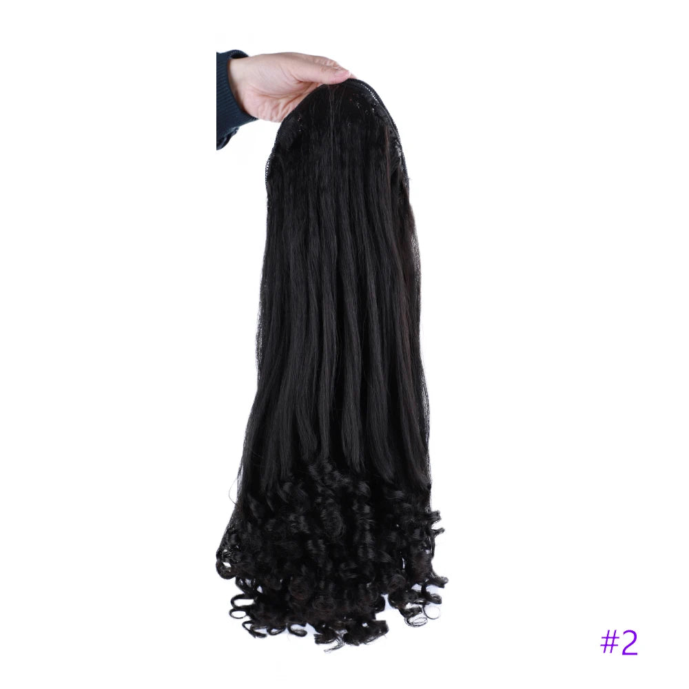 Synthetic Long Curly End Ponytail Extension Synthetic Draw-string Ponytail Clip-In Hair Extension For Women Natural Looking