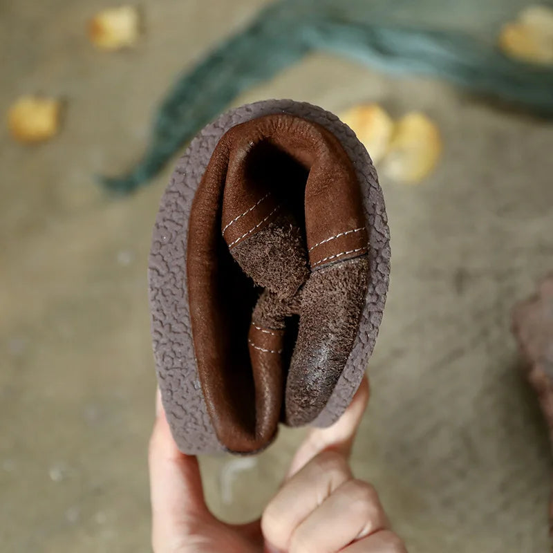 Careaymade-Genuine leather big size women's shoes,pure handmade Winter plush soft thick warm cotton boots women antiskid shoes