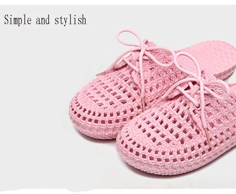 Summer Ladies Baotou Slippers with Hollow Fashion Soft Bottom Hole Shoes Women Wear Beach Sandals and Slippers