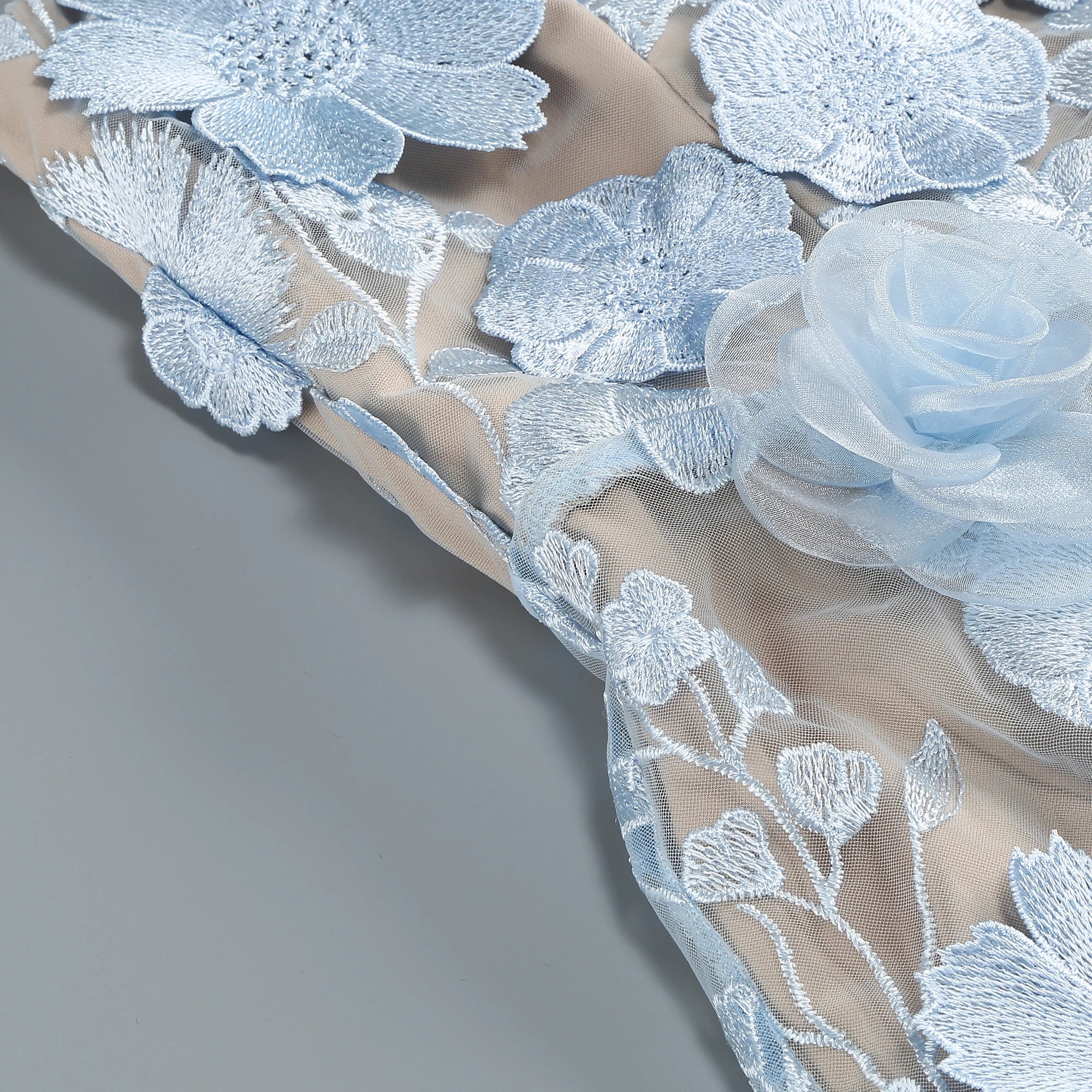 New sexy embroidered flower strapless dress, women's back tie adjustable party dress