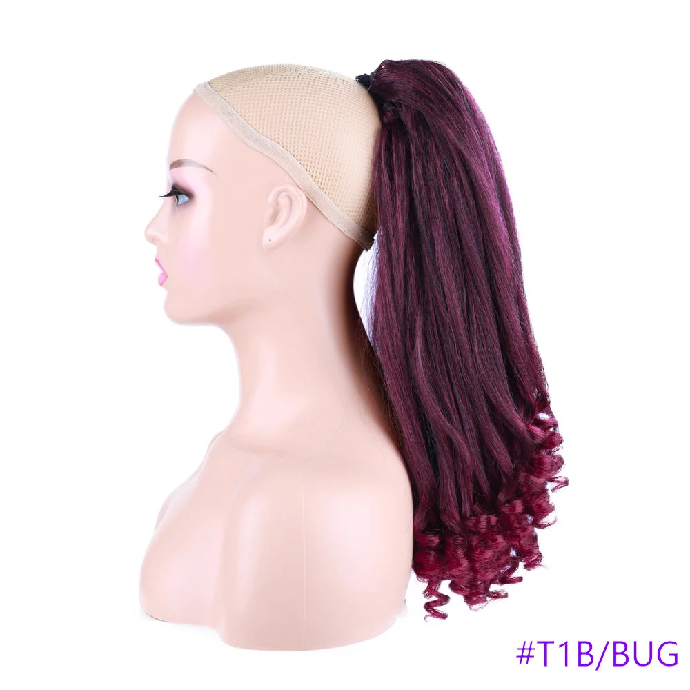Synthetic Long Curly End Ponytail Extension Synthetic Draw-string Ponytail Clip-In Hair Extension For Women Natural Looking