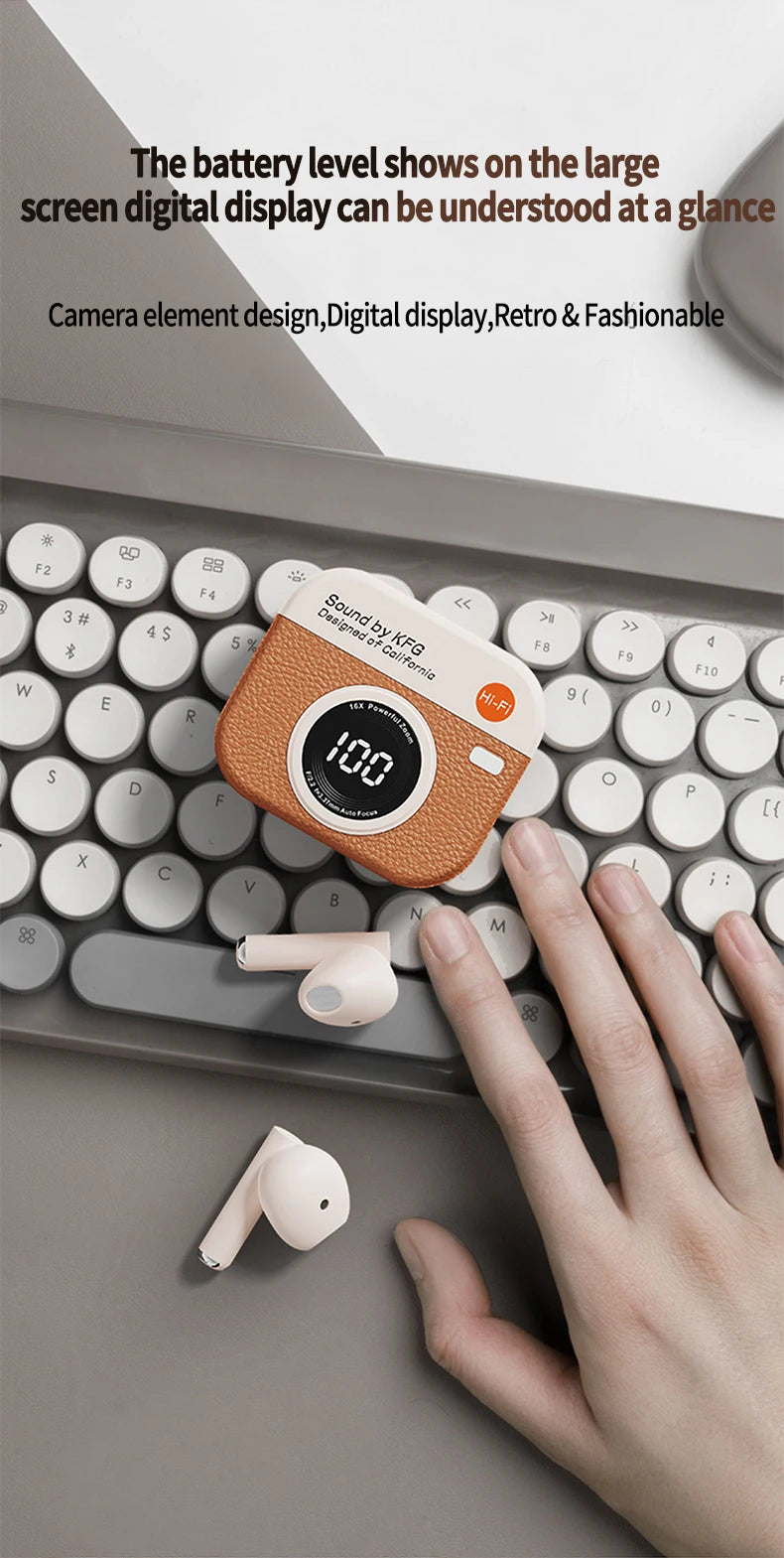 2025 New TWS Wireless Earphones with 5.4 Bluetooth 36 Hours Play Back Sport Earbuds with LED Display Headphones and Built-in Mic