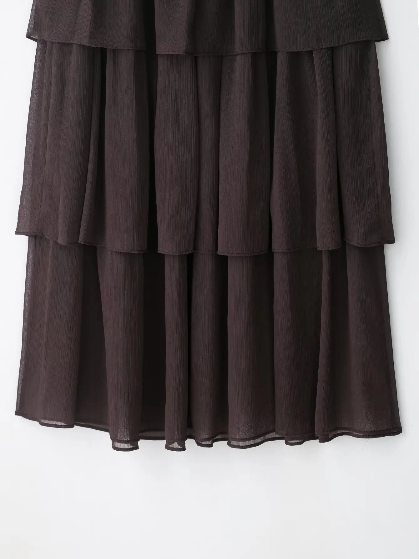 New High Street Women Brown Ruffled Pleated Midi Skirt High Elastic Waist Female Chic Lady Long Skirts