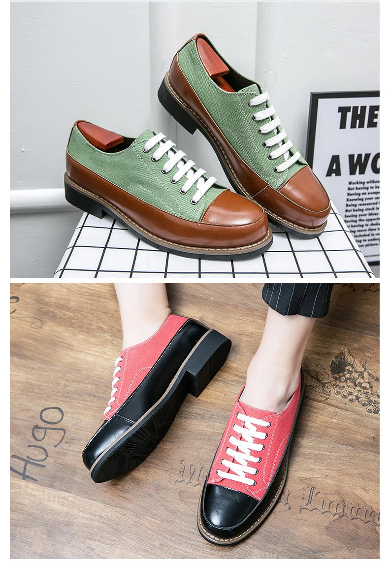 Leather Shoes Men Casual Lace Up Loafers High Quality Low Heel Platform Shoes Leather Premium Casual Luxury Brand Oxford Shoes