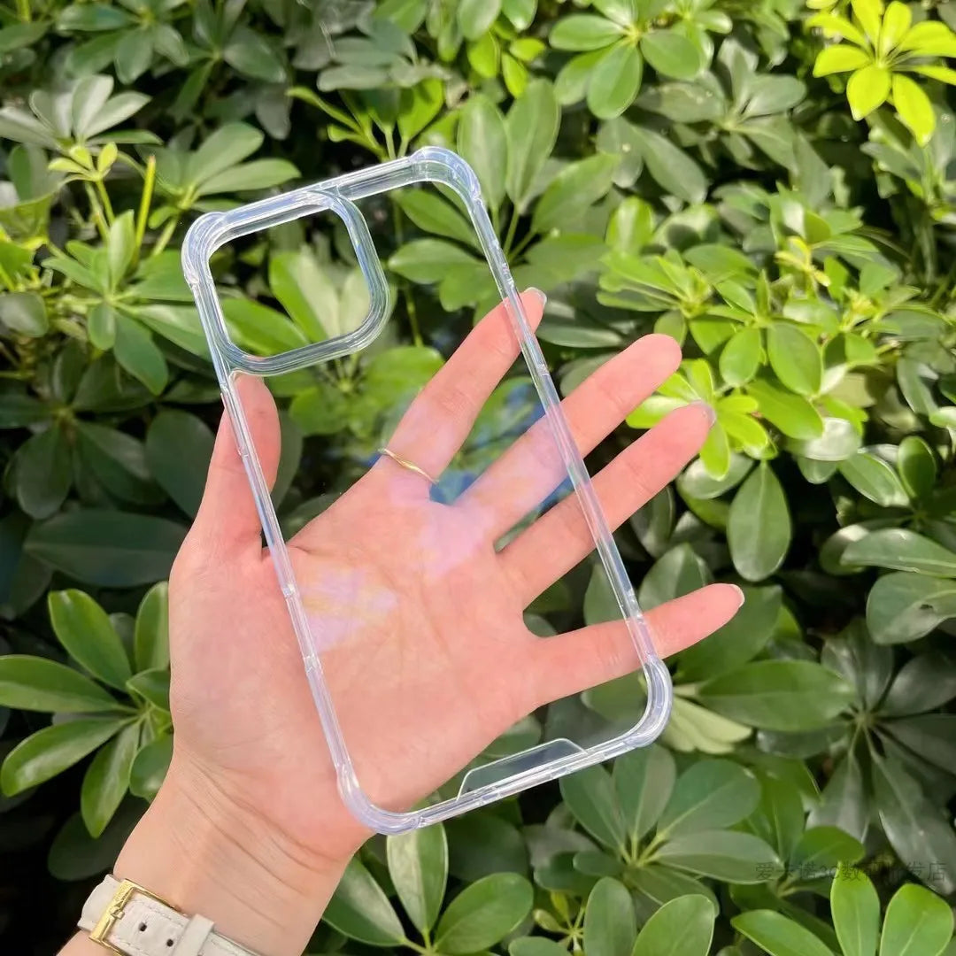 Transparent thicken corner shockproof phone case for iPhone 16 15 14 13 12 11 Pro Max full cover protection armor hard cover