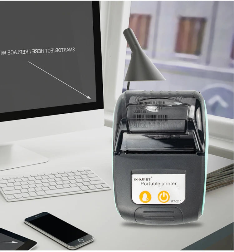 PT210 Mini Receipt Printer 58mm Portable Thermal Ticket Printer Android IOS Windows Wireless Bluetooth List Bill Maker With Plug