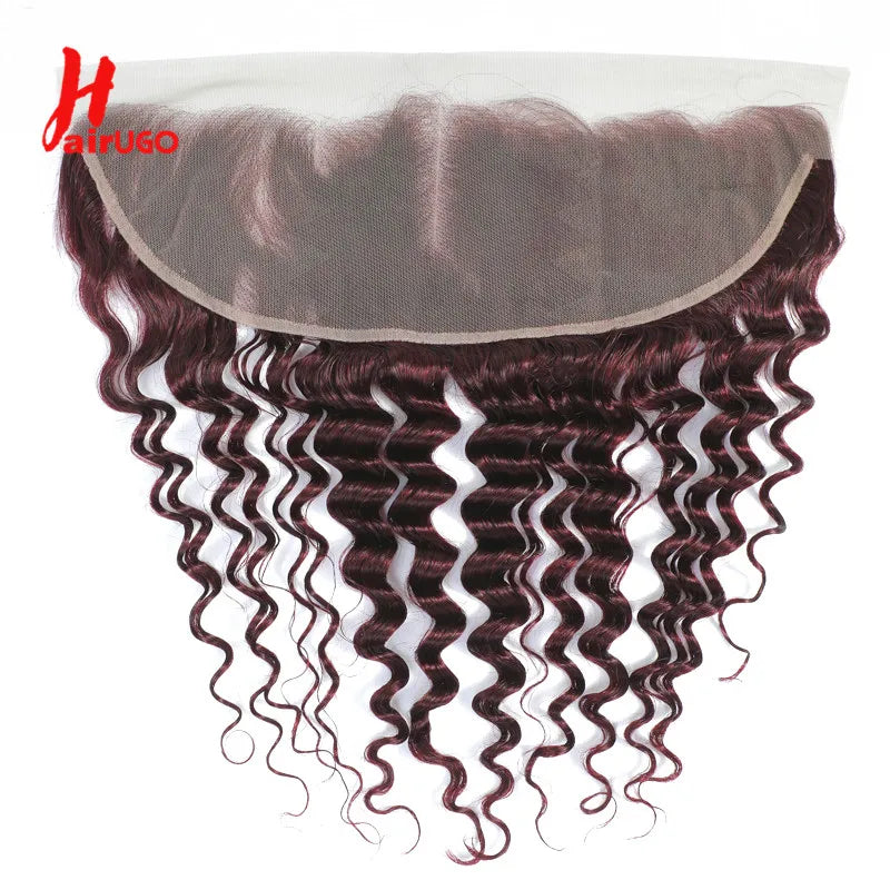 HairUGo Brazilian 99J Body Wave 13x4 Lace Front 100% Human Hair 130% Density Remy Hair Burgundy Lace Frontal With Baby Hair