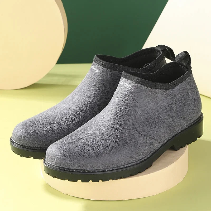 Men's Fashion Plastic Rain Boots  Spring and Autumn Non-slip Trend Low Cut Kitchen Fishing Work Car Wash Rubber Shoes Boots