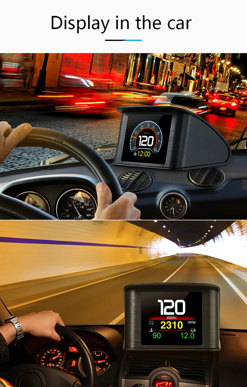 P10 Pro Head Up Display On-board Computer Car Digital OBD2 Mileage OBD Driving Computer Display Speedometer Temperature Gauge