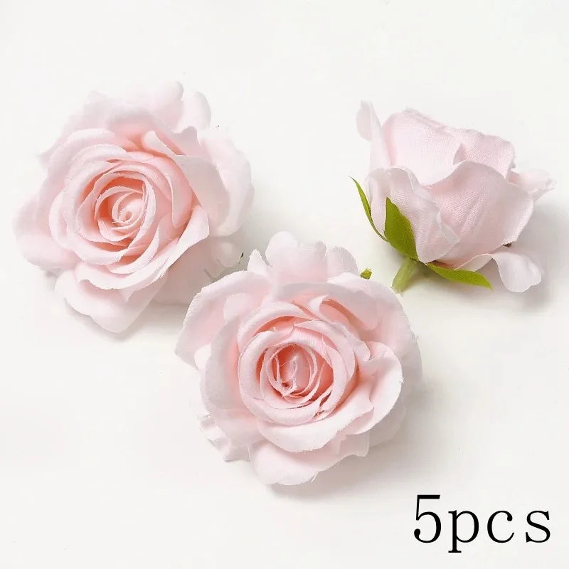 Pink Artificial Flowers Head For Wedding Home Room Decor DIY Fake Flowers For Decoration Birthday Party Craft Wreath Decoration