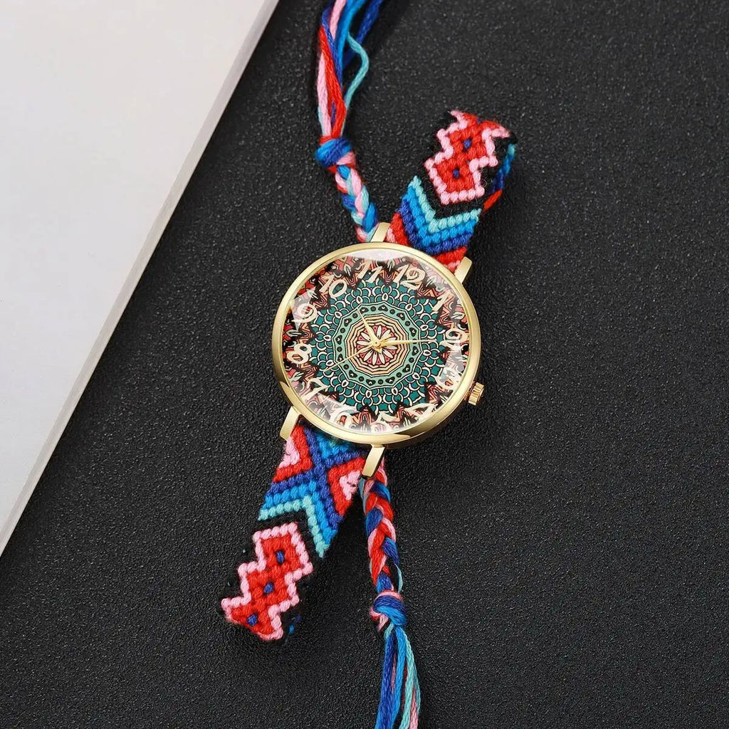 1/6/7PCS Fashion Women Watches Vintage Woven Strap Ladies Quartz Wristwatches Reloj Mujer（Without Box）